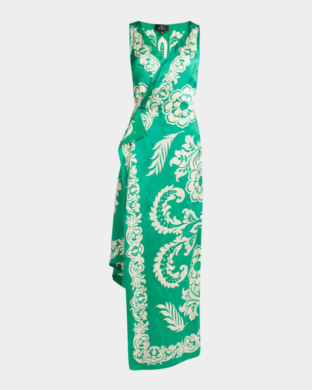 Wrap Draped Sleeveless Maxi Dress